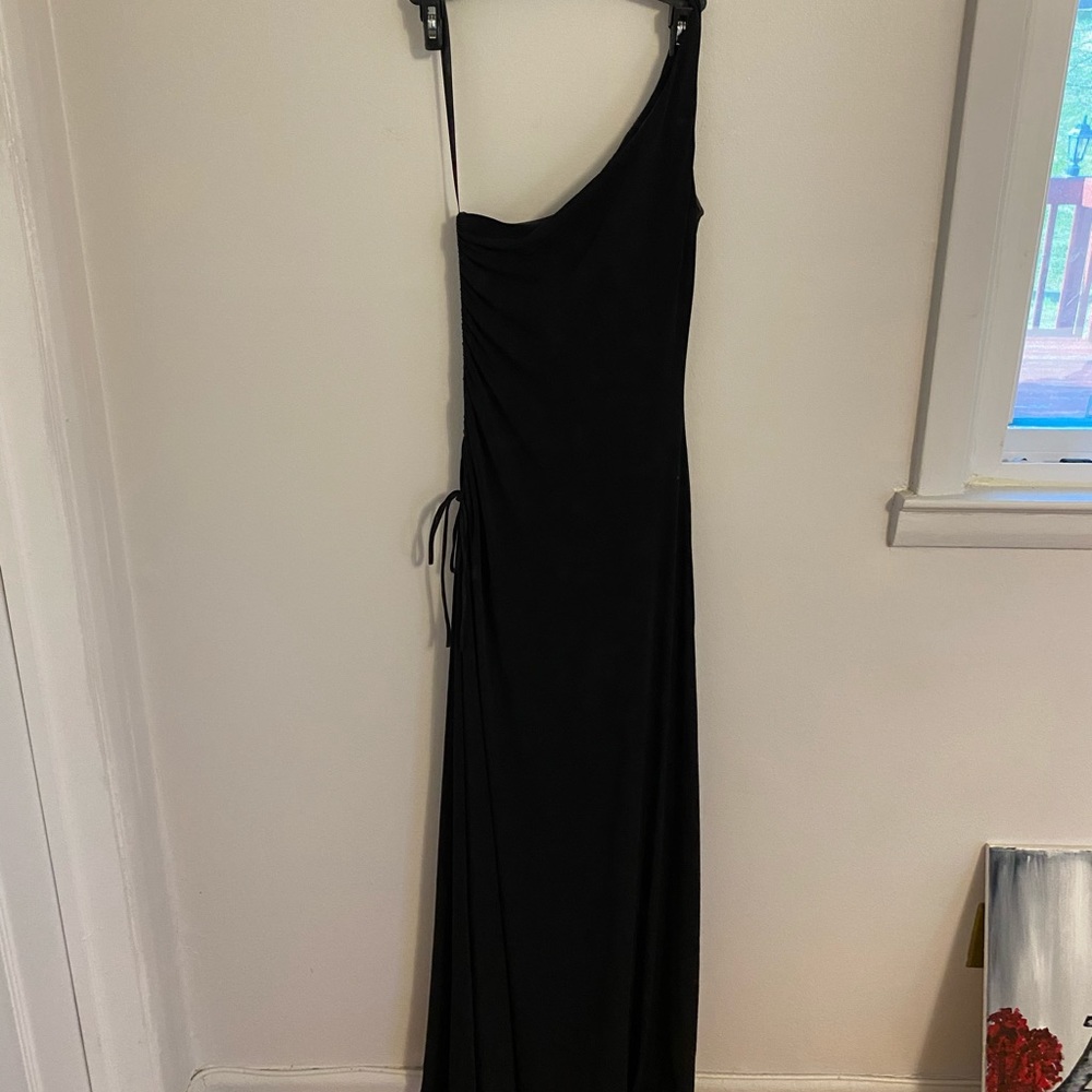 Black one shoulder gown